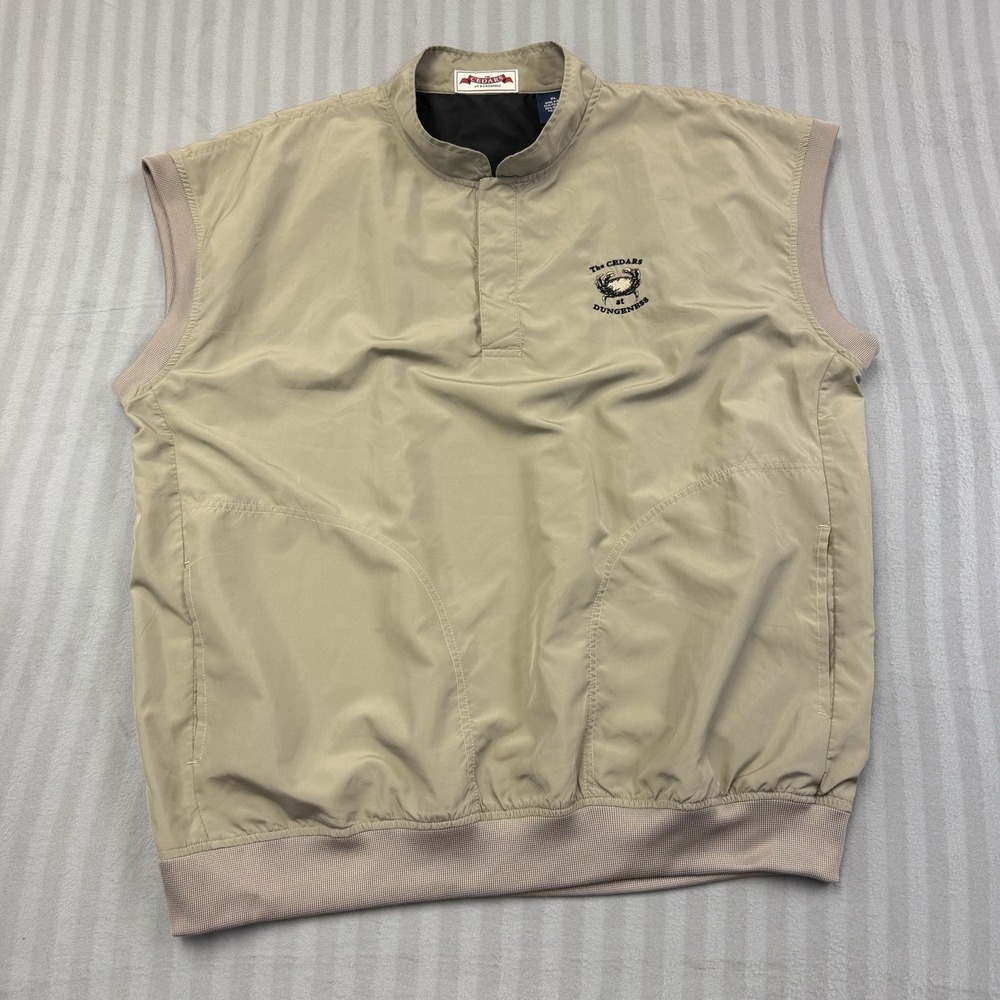 The‎ Cedars At Dungeness Golf Vest Size XL 1/4 Snap Windbreaker Pullover Tan